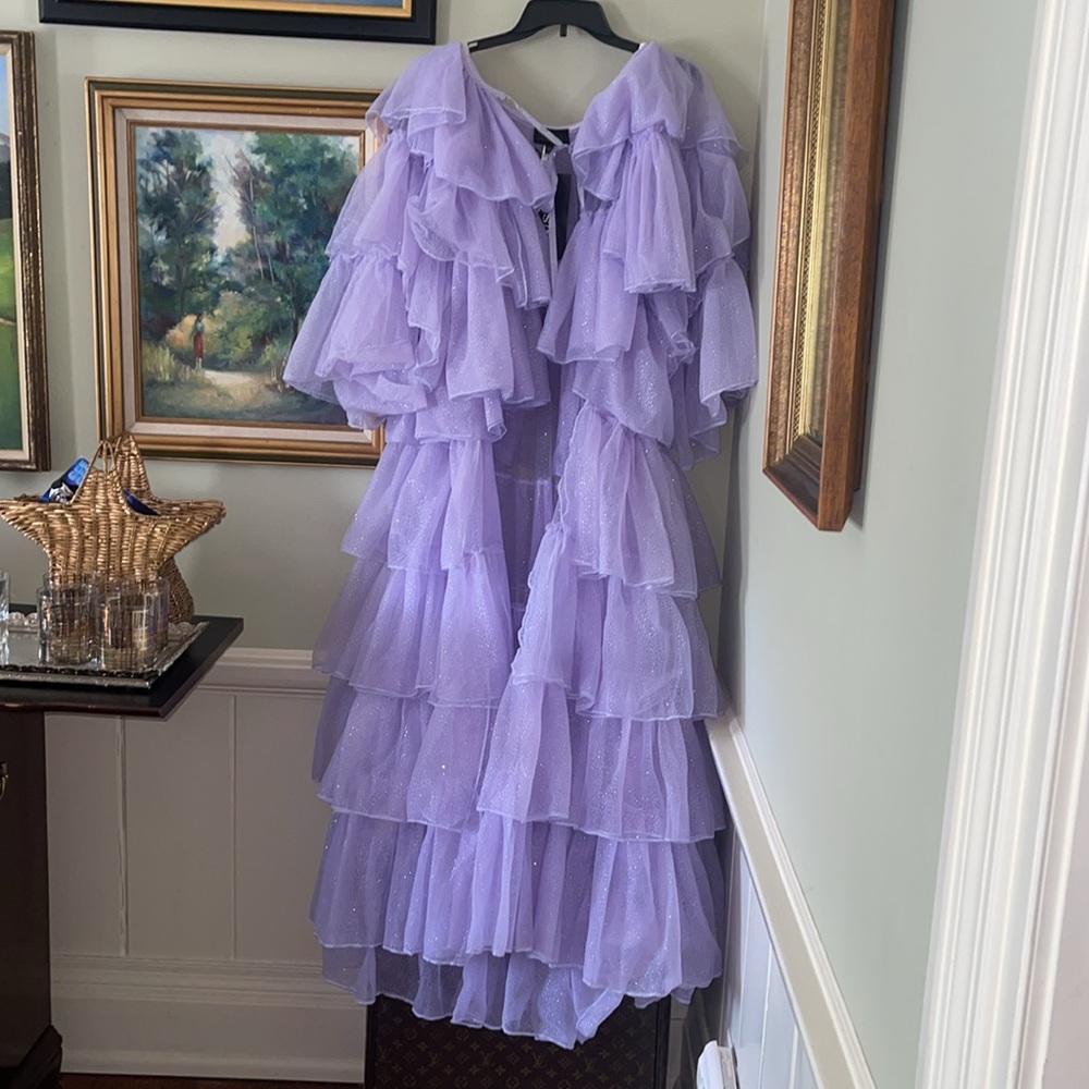 Club Exx Dolls Kill Rainbow Rhapsody Tulle Duster Dress - Light Purple M L